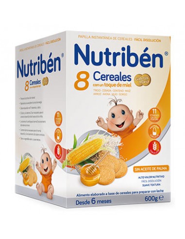 NUTRIBEN 8 CEREALES MIEL Y GALLETA MARIA 600 G